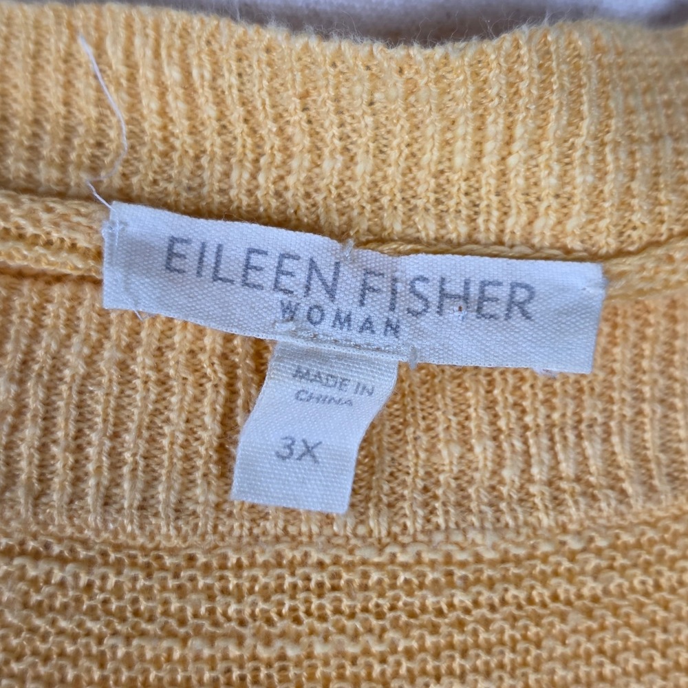 Eileen Fisher Linen Sweater Tunic 3X Boat‎ Neck Yellow Long Sleeve Coastal Flowy - Picture 6 of 12